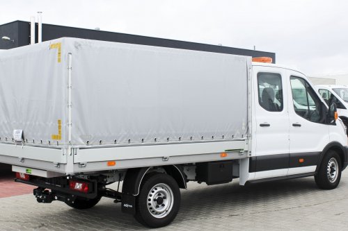 AG Zabudowy - Realizacje - Ford Transit - d/cab skrzynia z plandeką i skrzynią narzędziową w środku
